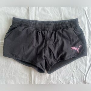 Puma Women's Black Active Athletic Shorts with Pink Logo